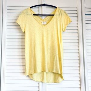 Anthropologie T.La Yellow Short Sleeve Tee T-Shirt Size XS Modal Cotton Blend